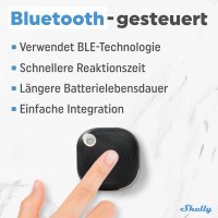 Shelly Blu Button Tough Schwarz | Intelligente Bluetooth-Taste zur Aktivierung von Aktionen und Szenen | Multi-Klick-Aktivierung | Sofortige Reaktionszeit | Schutzklasse IP54 | iOS-Android-App