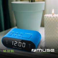 MUSE M-10 BL Radiowecker mit LED-Display, Zwei Weckzeiten, dimmbar, digitaler UKW-Tuner, 20 Senderspeicher, blau