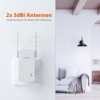 Tenda WLAN Verstärker A9, N300 WLAN Repeater mit 3dbi-Antennen, Signalverstärker mit WPS, WiFi Extender, Signalstärkeanzeige, hohe Reichweite und Wanddurchdringung, kompatibel mit Allen WLAN Routern