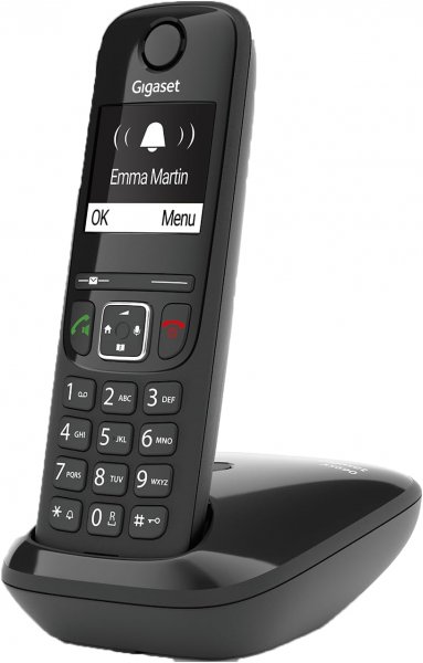 Gigaset AS690 - Schnurloses DECT-Telefon - großes, kontrastreiches Display - brillante Audioqualität - einstellbare Klangprofile - Freisprechfunktion - Anrufschutz, schwarz [Deutsche Version]
